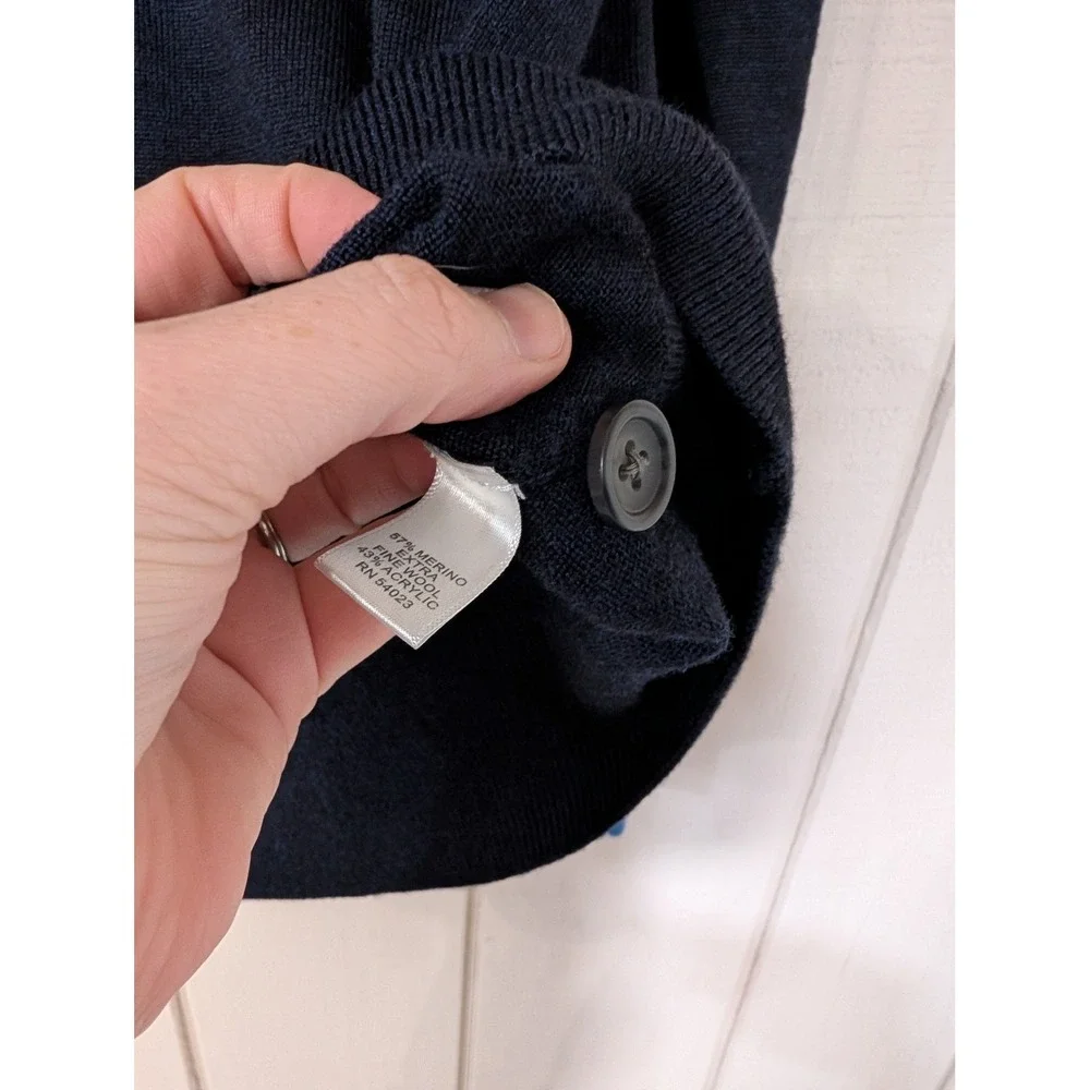 Banana Republic Extra-fine‎ Merino Wool Contrast-trim cardigan Navy Mens L
